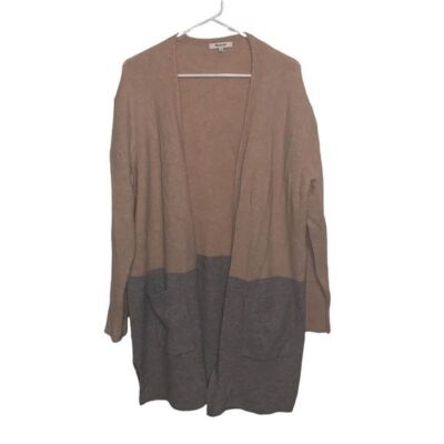Madewell Kent Color Block Open Cardigan Sweater Gray Tan Size Medium