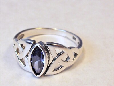 RING 925 STERLING SILBER Edelstein TANSANIT cz. Gr. 18 oval facettiert