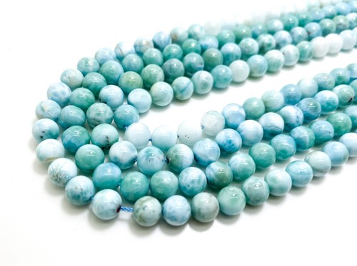 AAA Original Blau Larimar 7 mm Poliert Glatt Rund Natur Edelstein Perle PG311H - Bild 1 von 4