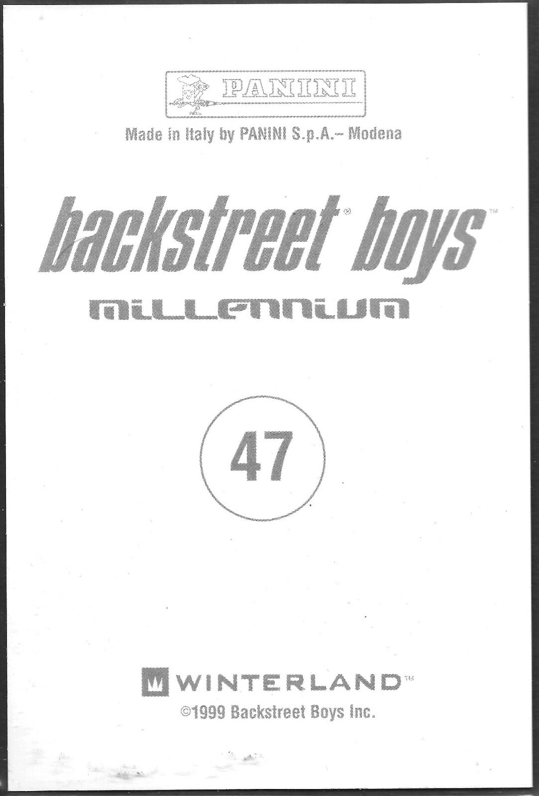 BACKSTREET BOYS 1999 Panini Millennium Winterland 4x6 Photocards - #47 AJ - Picture 2 of 2