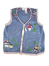 Vintage Bobbie Brooks Novelty Ugly Christmas Sweater Vest Women s Sz 1XL