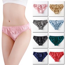 Women Lace Panties Lingerie Soft Silk Satin Underwear Knickers Briefs M-3XL