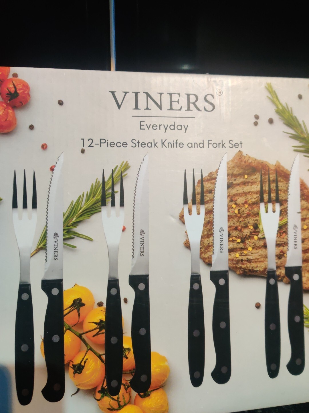Viners Everyday 12 Piece Silver Stainless Steel Steak Knife and Fork