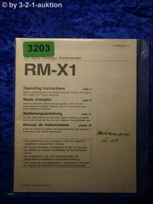 Sony Bedienungsanleitung RM X1 Auto Canger Commander (#3203)