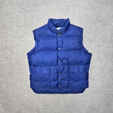 Vintage 70s LL Bean Insulated Goose Down Blue Vest Fishing Mens L Puffer Button