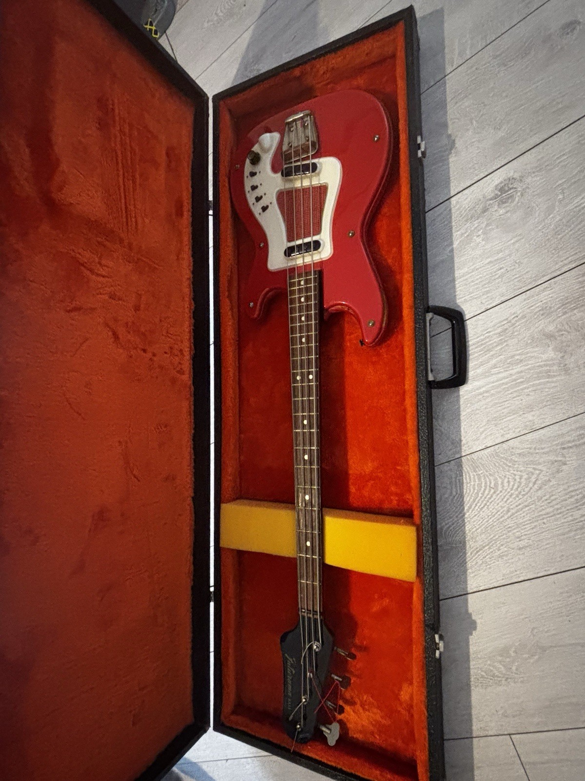 Vintage Red 1960s Hagstrom Futurama bass guitar With Original Hard Case