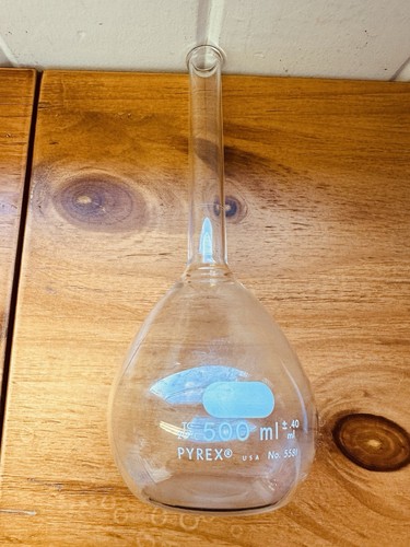 Corning PYREX Glass Class B 500mL Volumetric Flask No. 5581 Vintage Pre-owned - Afbeelding 8 van 12