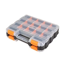 34-Compartment Tool Organizer Box with Removable Dividers Orange
