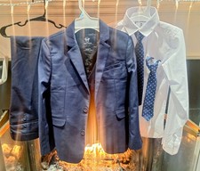 BLACK N BIANCO KIDS BOYS NAVY BLUE 3 PIECE SUIT VEST DRESS SHIRT PANTS SIZE 10