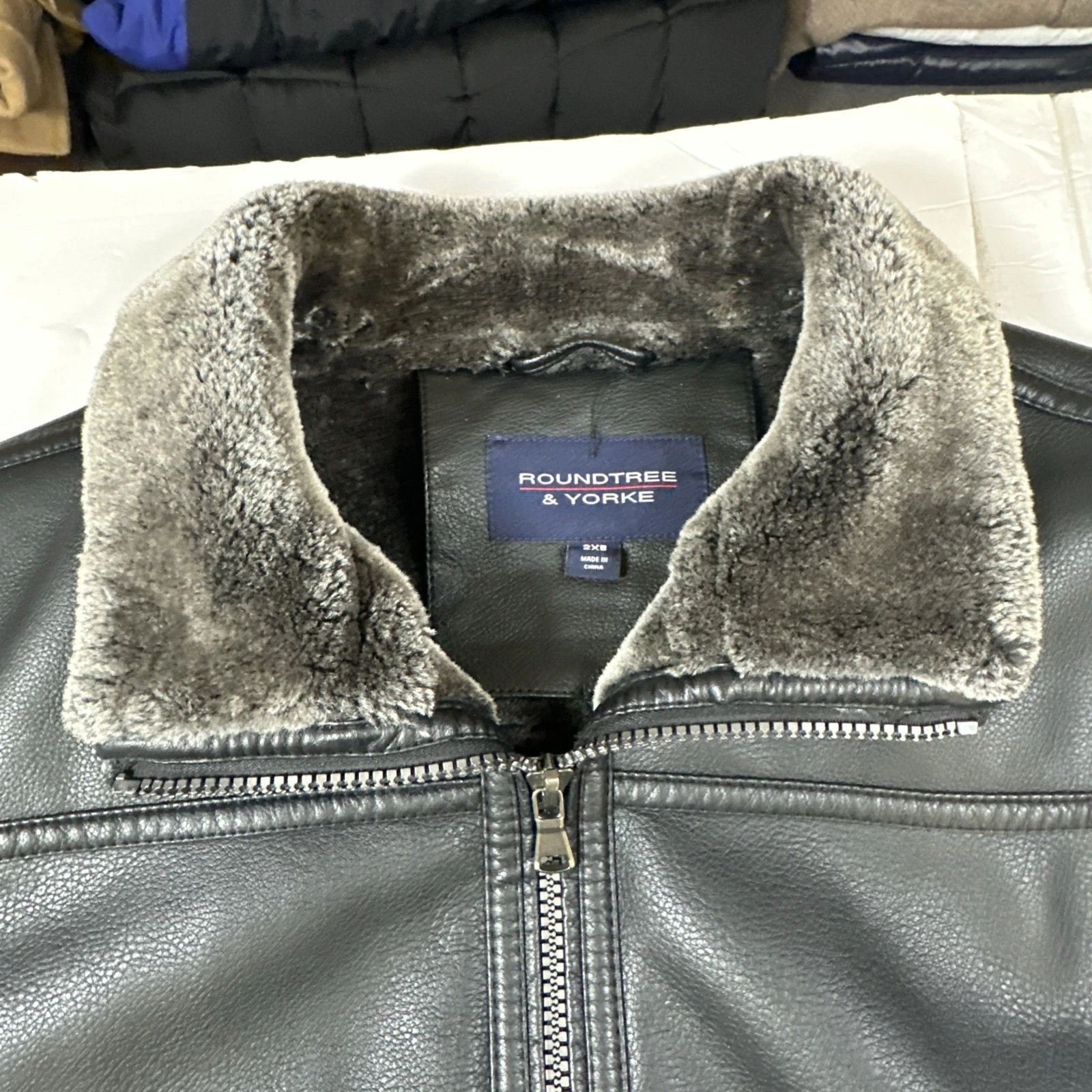 Roundtree & Yorke Big Man Faux Fur Jacket Fleece Lined Heavy Weight Black 2XB - product detail image 4