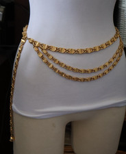 NEW Chain Belt Gold Tone Triple Swag 37" One Size Fits Most C151