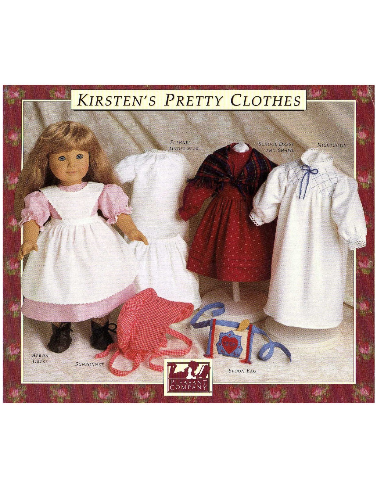 American Girl Kirsten's Pretty Clothes Patterns Out of Print Reproduction