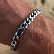 Men's Bracelets Stainless Steel Curb Cuban Link Chain Silver Color Jewelry Gift
