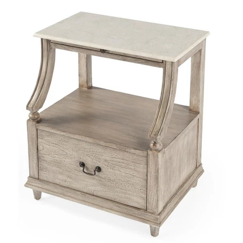Butler Specialty Danielle Marble Nightstand In Gray - Picture 2 of 10