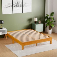 Wood Platform Bed Frame Without Headboard No Box Spring Needed Wood Slat Support
