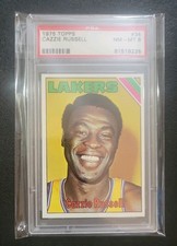 1975 Topps #34 CAZZIE RUSSELL PSA 8 Basketball Card Los Angeles Lakers 