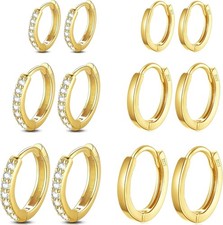 Small Gold Huggie Hoop Earrings for Women, 14K Real Gold 8mm/10mm/12mm Sizes