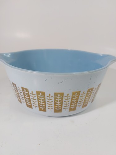 Pyrex Gourmet Gold Delphite Blue 2 1/2 Quart Cinderella Casserole Bowl 475 - B - Picture 5 of 9