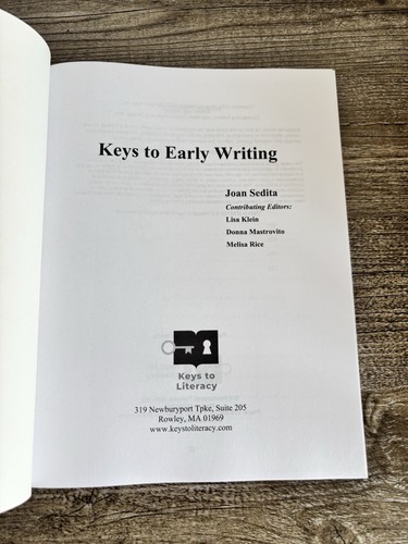 Keys to Literacy Keys to Early Writing by Joan Sedita Unused - Picture 2 of 4