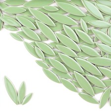 ZWCT 200g Ceramic Mosaic DIY Set Colorful Petal Leafy Vein Tiles Light Green