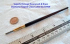 Vintage Rosewood & Brass Slim "B" Diamond Tipped Glass Cutter by SHAW, ENGLAND