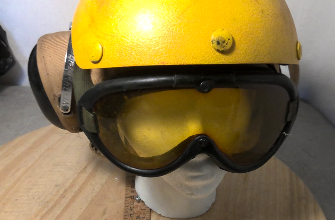 Flight Deck Crewman's Impact Resistant Helmet With goggles. Model