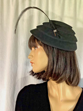 vintage Pillbox cap Cocktail hat Fascinator silk Organza ivory 50s bridal Roses