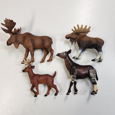 2002 Schleich Germany BULL MOOSE 1998 Safari Ltd, Stag, Okapi, lot Of 4 Wildlife