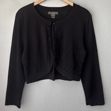 Jessica Howard Evenings Shrug Size Large Basic Cropped Black Bolero Cardigan