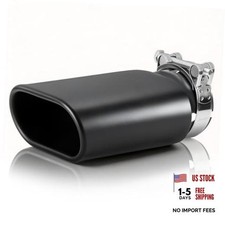 Square Exhaust Tip 3" Inlet, 3" x 5.3" Outlet 9" Long Black Black Coated