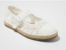 Art Class White Lace Mary Jane Espadrille Youth 5 Flats Coquette