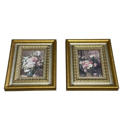 Crystal Art Gallery Floral Rose Art Prints Set of 2 Gold Silver Ornate Frames