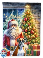 Caroline's Treasures DAC4080GF Boxer and Santa Claus Garden Flag 