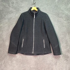 Vintage Ibex Sweater Jacket Womens XL Black New Wool Full Zip USA Heavy Outdoors