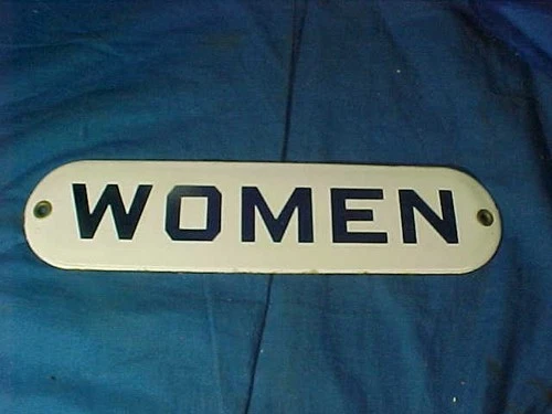Vintage WOMEN PORCELAIN Enamel RESTROOM Door SIGN