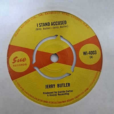 Jerry Butler - I Stand Accused (UK Sue Soul Vinyl Single) VG+