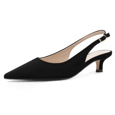 Women's Kitten Heels Slingback Pointed Closed Toe Ankle Strap Elegant Women P...
