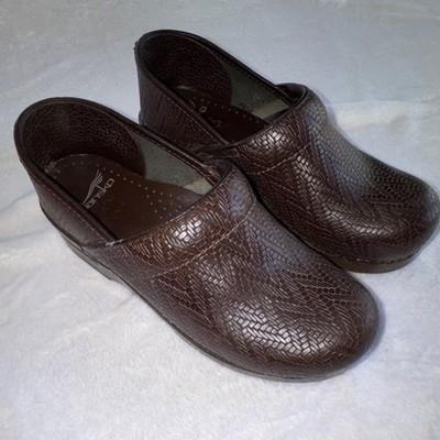 Dansko Brown Leather Herringbone Comfort Clog Shoes Women's EU 39 806077878