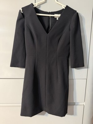 NWT Milly Stephanie Stretch Crepe Mini Dress Size 2 Black Womens 3/4 Sleeve