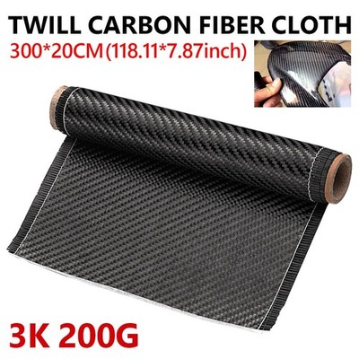 9.8ft x 7.87'' Carbon Fiber Fabric Black 2x2 Twill Weave Cloth Carbon Fiber Sheet