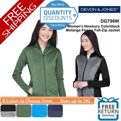 Devon & Jones Women's Newbury Colorblock Fleece Full-Zip Jacket Up To 3XL DG796W