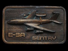 LK15141 VERY COOL VINTAGE 1970s ***E-3A SENTRY*** AWACS AIRCRAFT BELT BUCKLE