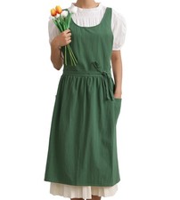 Cotton Linen Pinafore Apron Dress for with Pockets Cute Aprons for Baking Gar...