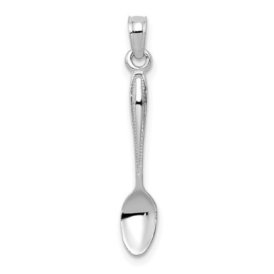 14K Weißgold 3-D Tafellöffel Charm Anhänger L 27mm, B 5mm
