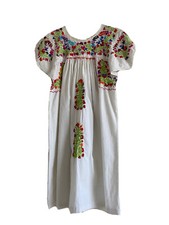 Vintage Traditional Oaxacan Embroidered Floral Dress