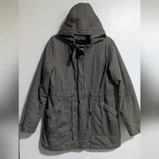 Sebby Green Hooded Fleece Lined Zip Up Cargo ...
