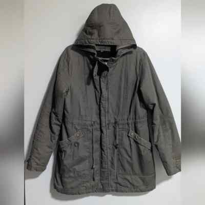 Sebby Green Hooded Fleece Lined Zip Up Cargo Jacket Size Large