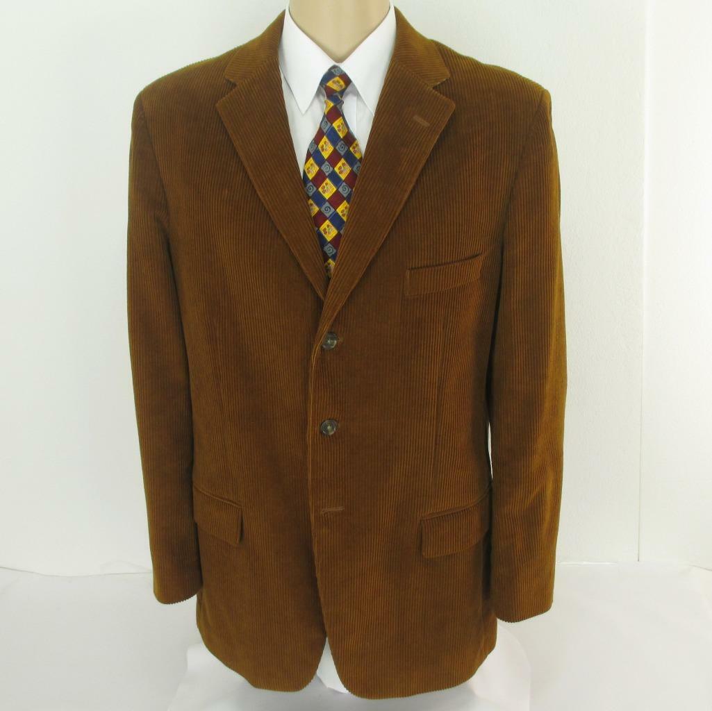 44 R Cutter & Buck Brown Corduroy 7 Wale 3Btn Mens Jacket Sport