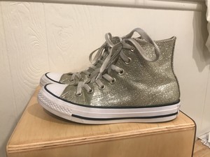 silver glitter high top sneakers