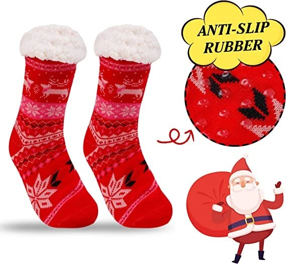 Womens Winter Cozy Fuzzy Sherpa Fleece-lined Thermal Slipper Socks Size 5-11 Lot - Image 2 of 4